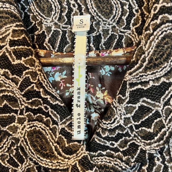 Uncle Frank Baby Doll Embroidered Paisley Brown Tweed Coat‎ Women's Size S - Picture 7 of 13